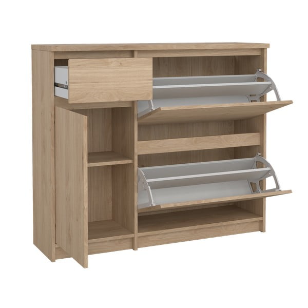 Pantofar în culoare naturală cu deschidere înclinată cu aspect de lemn de stejar 109x93x32 cm Naia – Tvilum-image-4