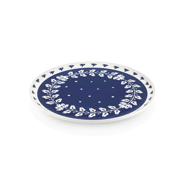 Farfurie din porțelan pentru servire Mia Bloom, ⌀ 30 cm, albastru - alb