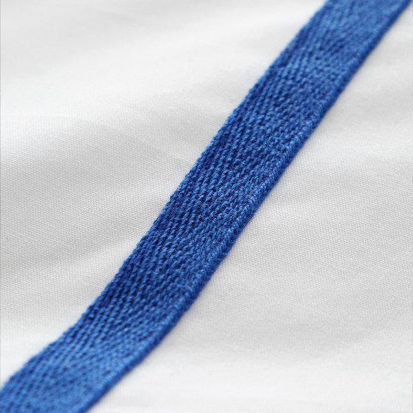 Lenjerie de pat albă/albastră din bumbac pentru pat de o persoană 135x200 cm Herringbone Trim Stripe – Content by Terence Conran-image-3