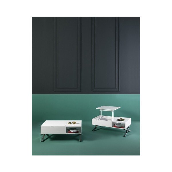 Masă de cafea cu blat glisabil Marckeric Manila, alb-image-3