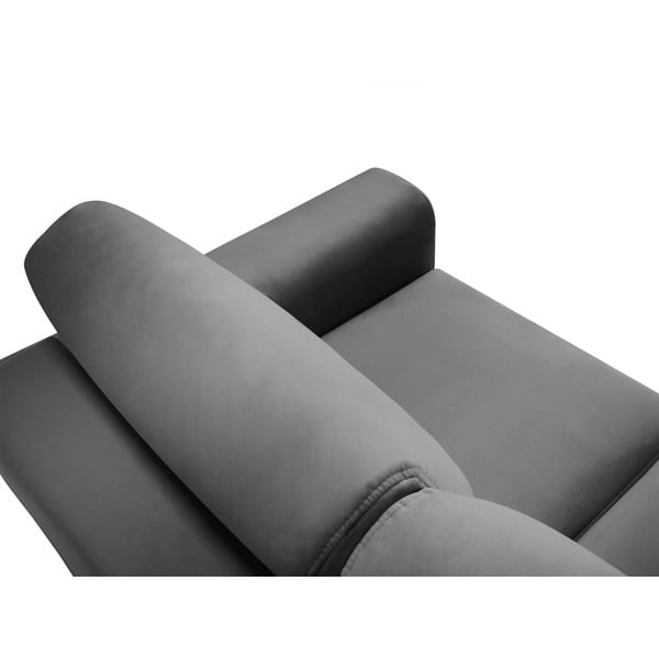 Canapea gri deschis extensibilă, cu spațiu de depozitare cu tapițerie din catifea 235 cm Kyoto – Cosmopolitan Design-image-4