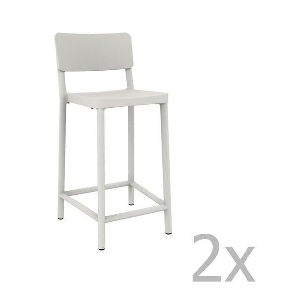 Set 2 scaune bar adecvate pentru exterior Resol Lisboa Simple, înălțime 92,2 cm, alb