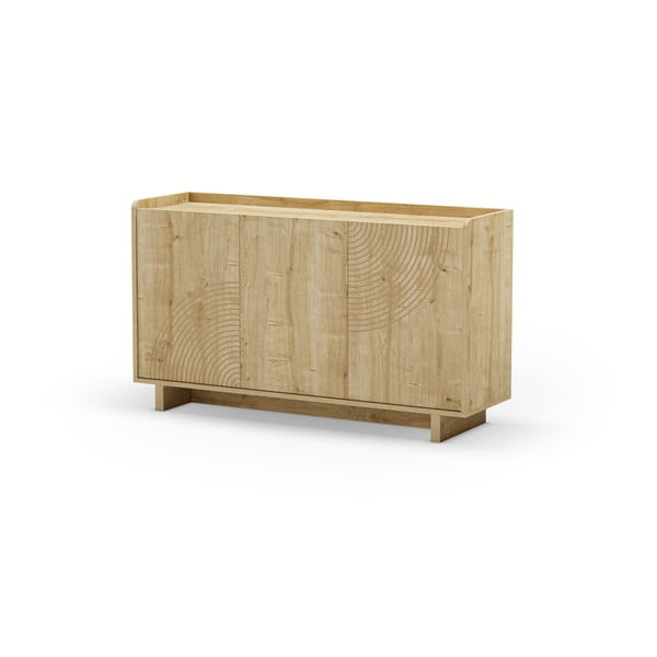 Comodă în culoare naturală cu aspect de lemn de stejar 140x80x40 cm Daira – Marckeric-image-4