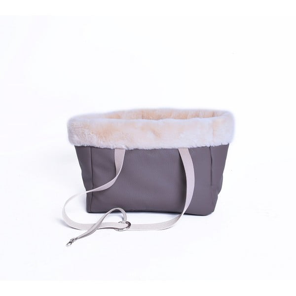 Geantă de transport animale de companie, din piele ecologică, maro 35x21 cm Snow - Petsy