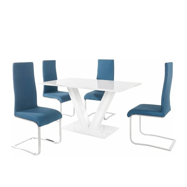 Set masă cu 4 scaune Støraa Aaron, albastru