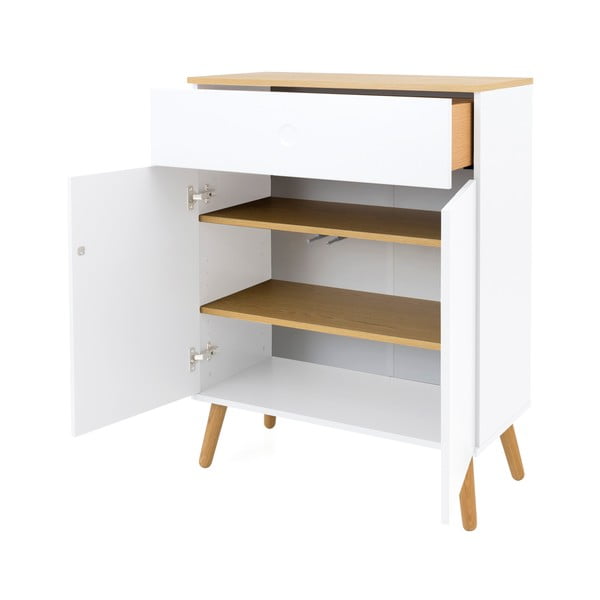 Dulap cu detalii în decor de stejar Tenzo Dot, lățime 79 cm, alb-image-4