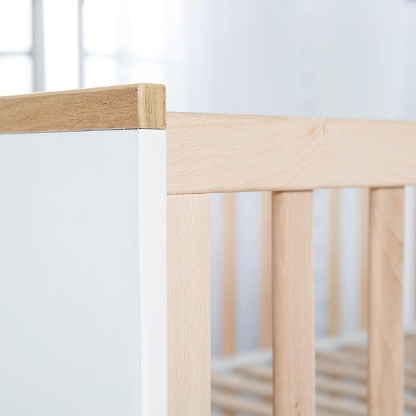 Pătuț alb-natural din lemn masiv de fag 70x140 cm Finn – Roba-image-2