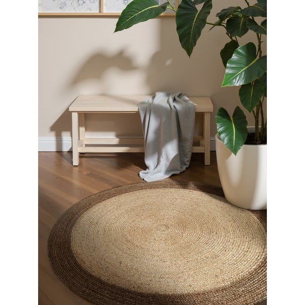 Covor grej reversibil, țesut manual rotund din iută ø 160 cm Jutta Greige – Hanse Home-image-1