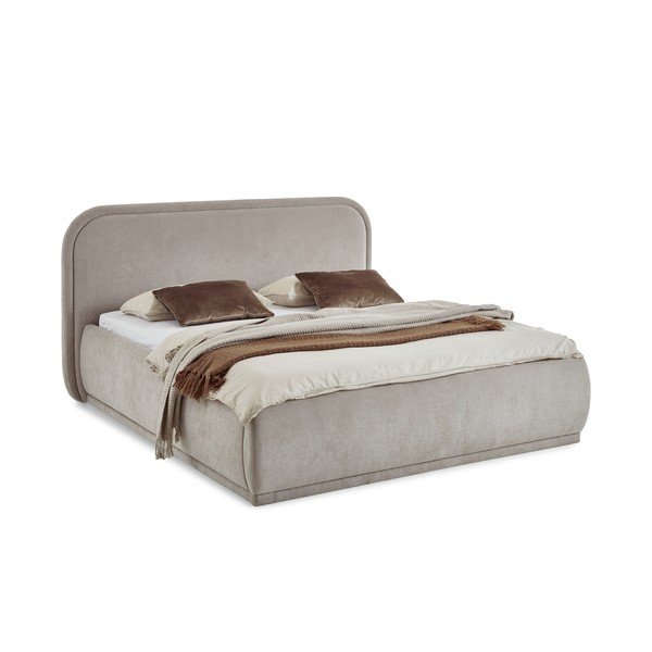Pat matrimonial bej tapițat fără somieră 160x200 cm Soma – Meise Möbel