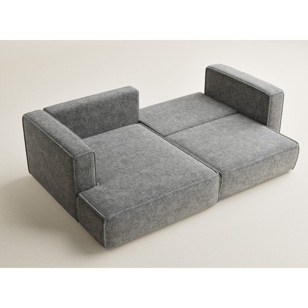 Colțar gri extensibil/cu spațiu de depozitare cu tapițerie din chenille (cu colț pe partea stângă/cu șezlong) Velto – Maison de Rêve-image-3