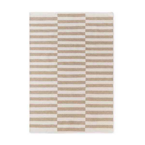 Covor alb/maro deschis reversibil/țesut manual din lână 160x230 cm Vika – Hanse Home