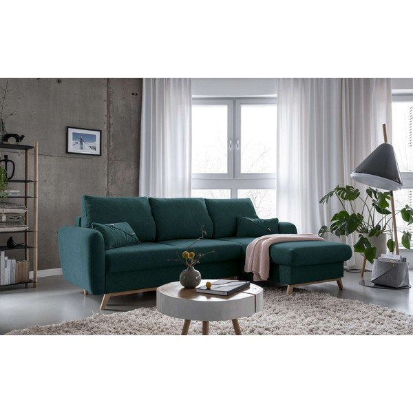 Colțar extensibil cu șezlong pe partea dreaptă Miuform Scandic Lagom, turcoaz-image-3