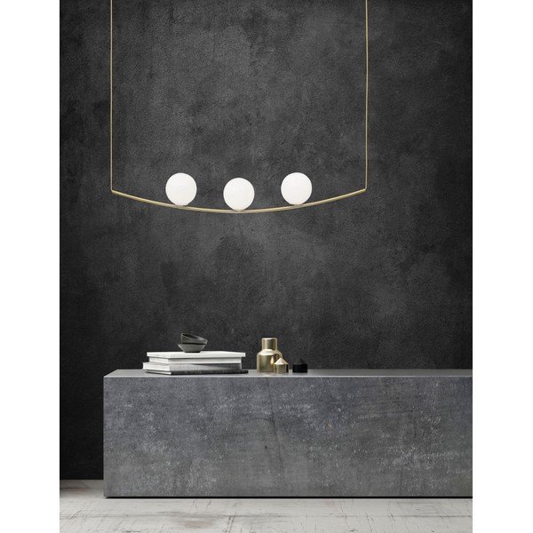 Lustră albă/alămie din metal cu abajur din sticlă Vitton – Nova Luce-image-1