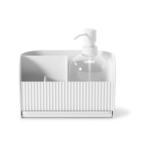 Suport pentru accesorii de spălat vase alb din plastic reciclat Sling – Umbra