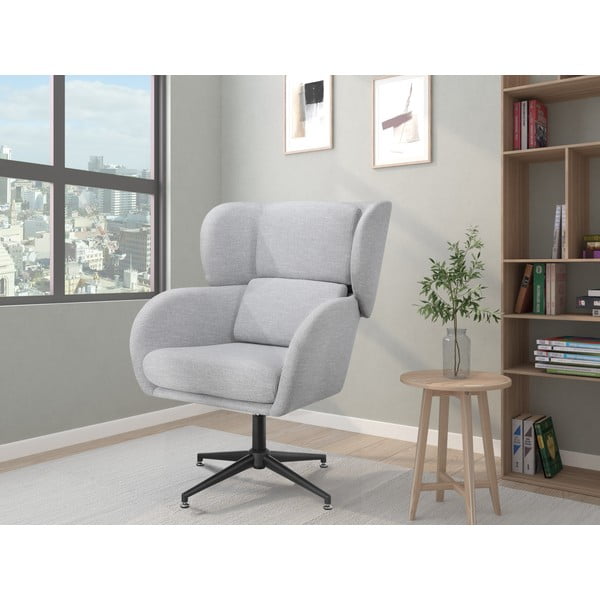 Fotoliu gri deschis wing cu tapițerie din catifea Vanessa – Støraa-image-2