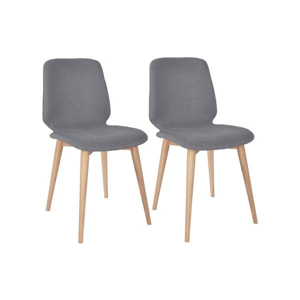Set 2 scaune cu picioare din lemn masiv de stejar WOOD AND VISION Classic, gri