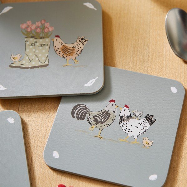 Coasters gri 4 buc. din plută Hen House Lane – Cooksmart ®-image-4
