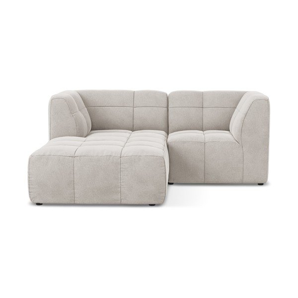 Colțar bej cu tapițerie din catifea (cu colț pe partea stângă/cu șezlong) Aloha – Makamii