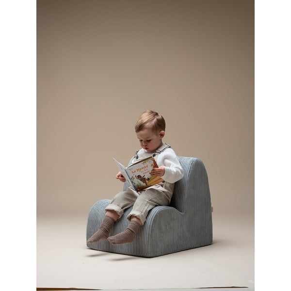 Fotoliu de copii verde mentă cu tapițerie din catifea reiată Cloud – Wigiwama-image-1