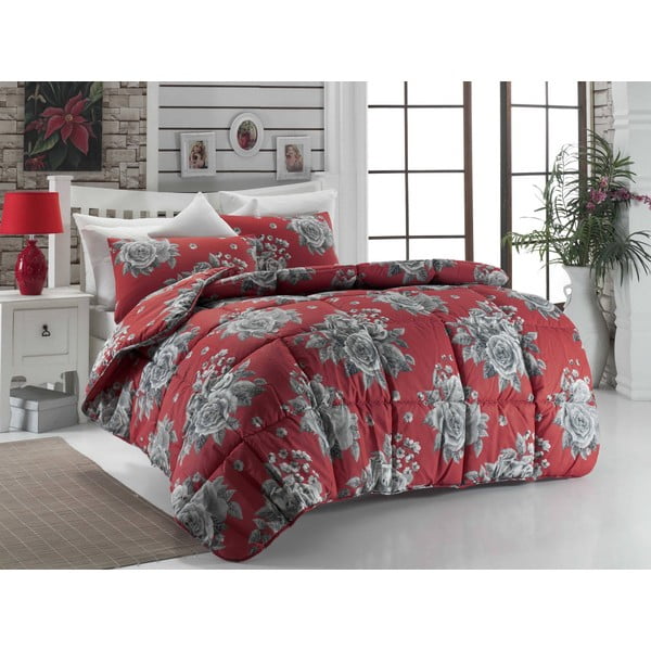 Cuvertură matlasată pentru pat matrimonial Rengi Red, 195x215