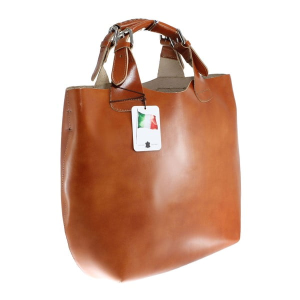 Geantă din piele Chicca Borse Sofia, caramel-image-2