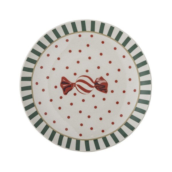 Farfurie albă pentru desert  din gresie ø 16 cm  cu model de Crăciun Yule – Bloomingville