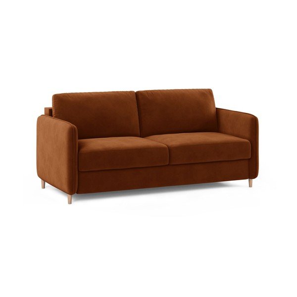 Canapea teracotă pentru dormitul zilnic cu tapițerie din catifea 184 cm – Micadoni -image-2