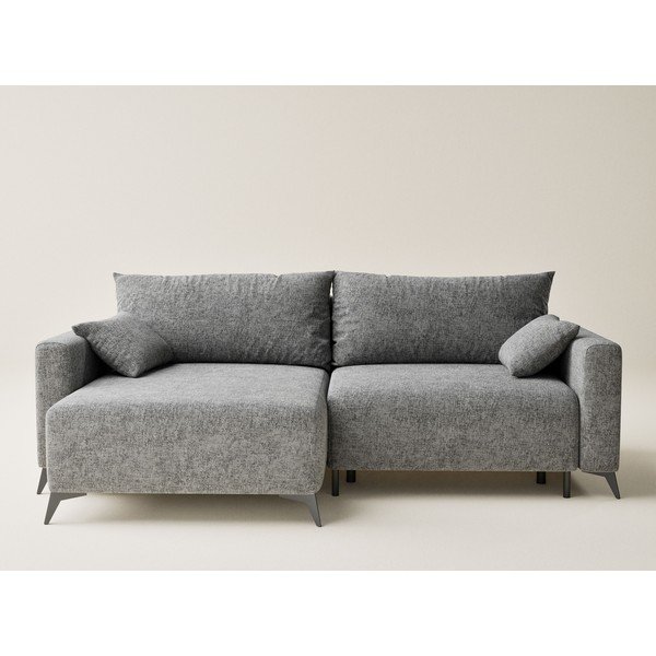 Colțar gri extensibil/cu spațiu de depozitare cu tapițerie din chenille (cu colț pe partea stângă/cu șezlong) Leon – Maison de Rêve-image-2