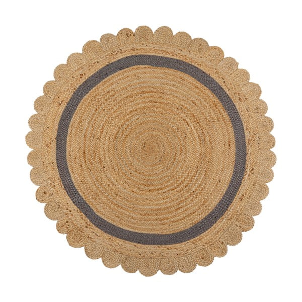 Covor gri/în culoare naturală țesut manual rotund din iută ø 160 cm Grace Grey – Flair Rugs