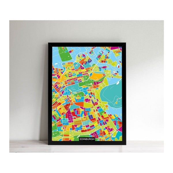 Tablou cu ramă neagră Homemania Maps Edinburgh, 32 x 42 cm