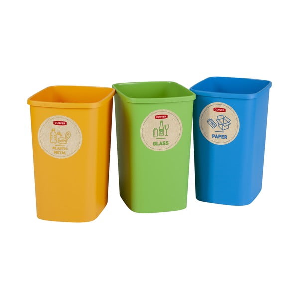 Coșuri de gunoi 3 buc. de reciclat din plastic 9 l Eco – Curver