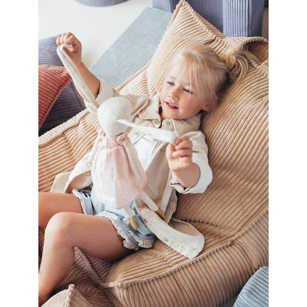 Fotoliu puf pentru copii maro deschis cu tapițerie din catifea reiată Chair – Wigiwama-image-4