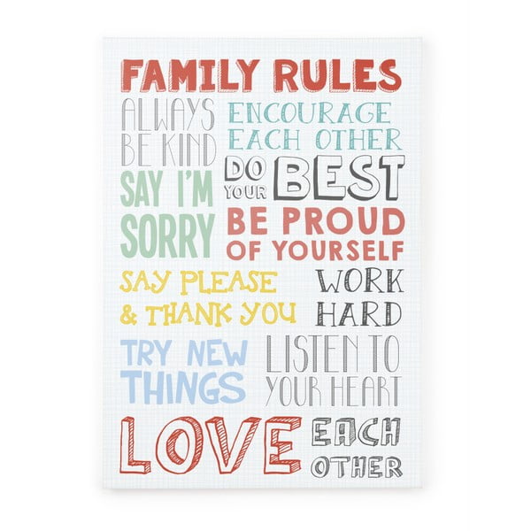 Tablou pe pânză Tanuki Family Rules, 70 x 50 cm