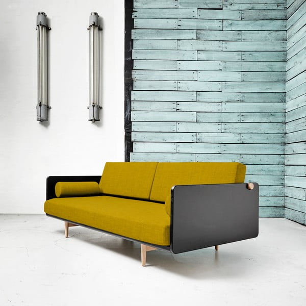 Canapea extensibilă Karup Deva Black/Raw Oak/Amarillo-image-2