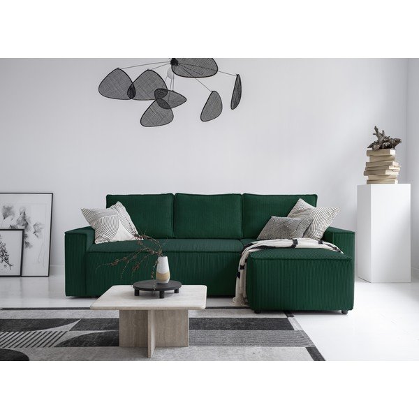 Colțar verde închis extensibil cu tapițerie din catifea reiată  (cu colț variabil) Brave Dave – Miuform-image-1