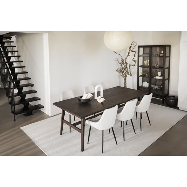 Masă de dining maro închis cu aspect de lemn de stejar 100x220 cm Plainfield – Rowico-image-1