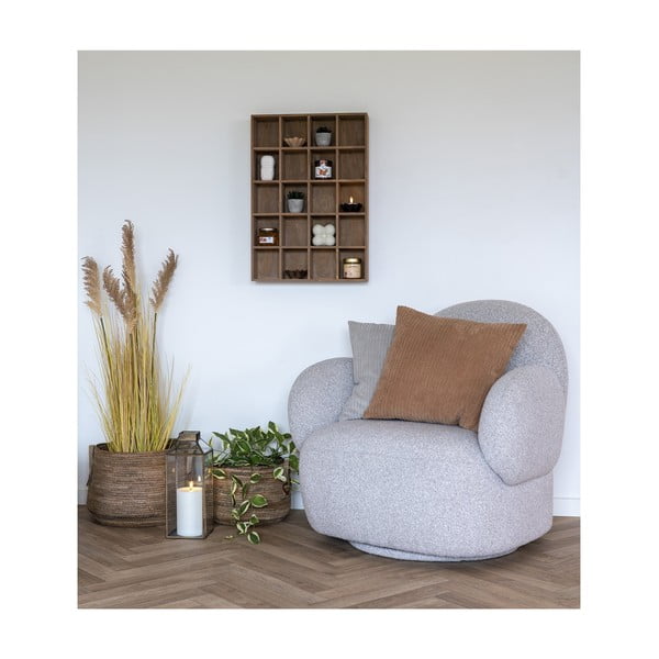 Fotoliu gri deschis cu tapițerie din țesătură bouclé Messina – House Nordic-image-3