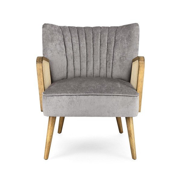 Fotoliu gri cu tapițerie din catifea Virna – Bizzotto-image-2