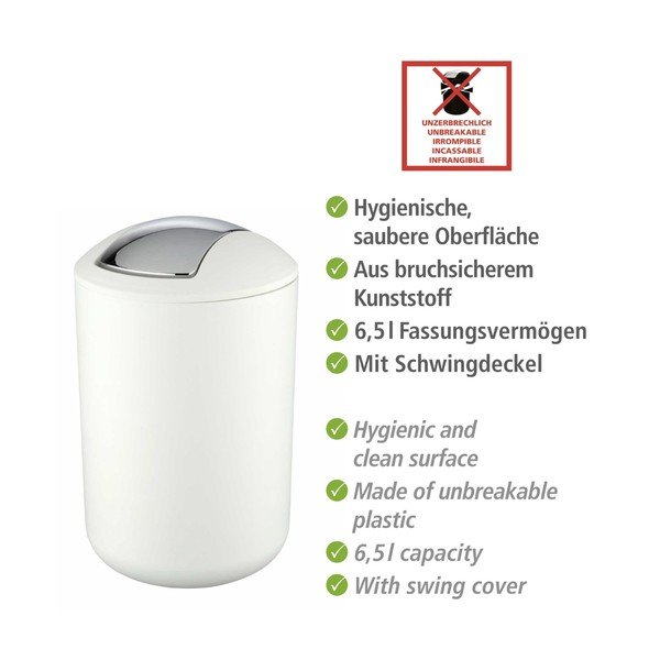 Coș de gunoi alb din plastic 6,5 l Brasil – Wenko-image-3