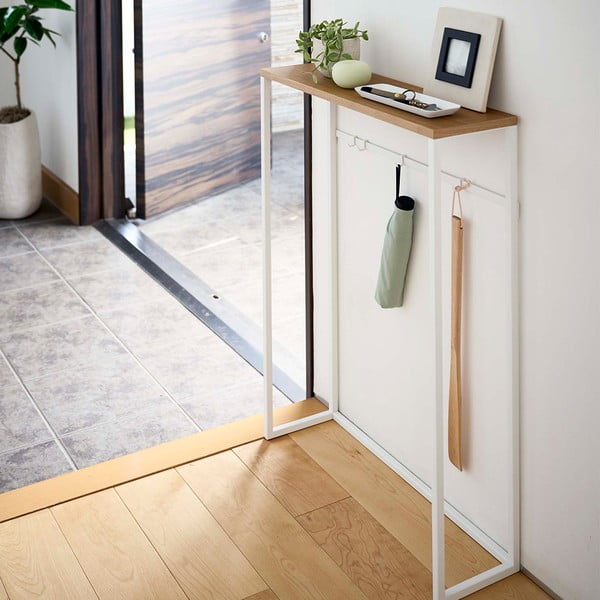 Masă consolă alb-natural 18.5x60 cm Tower – YAMAZAKI-image-4