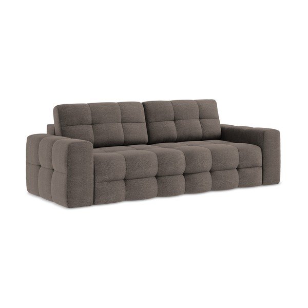 Canapea maro extensibilă cu tapițerie din țesătură bouclé 255 cm Milu – Makamii-image-1