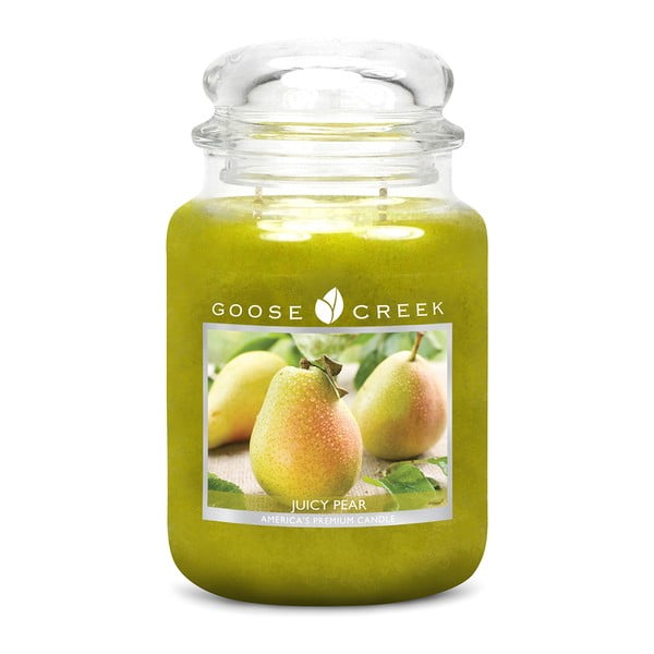 Lumânare parfumată în recipient de sticlă Goose Creek Juicy Pear, 150 ore de ardere