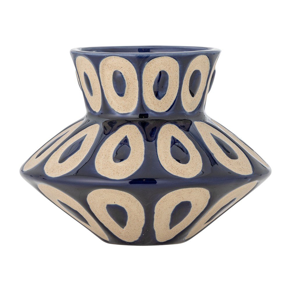 Vază albastră din gresie lucrată manual (înălțime 12 cm) Bashir – Bloomingville