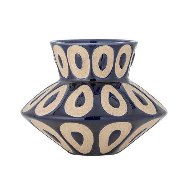 Vază albastră din gresie lucrată manual (înălțime 12 cm) Bashir – Bloomingville
