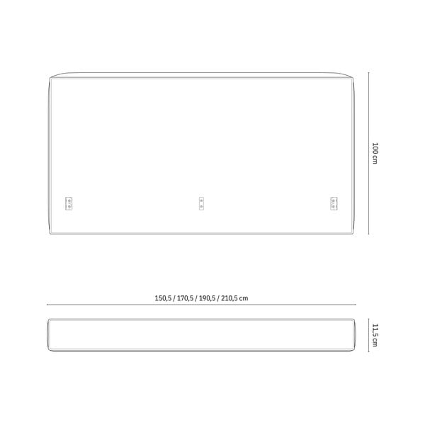 Tăblie de pat gri deschis tapițată 249x100 cm Olivia – Micadoni -image-4