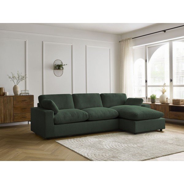 Colțar verde cu tapițerie din catifea reiată Belair – Bobochic Paris-image-1