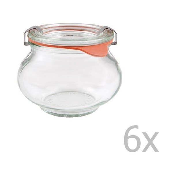 Set 6 borcane cu capac ermetic Weck Sturz High, 560 ml