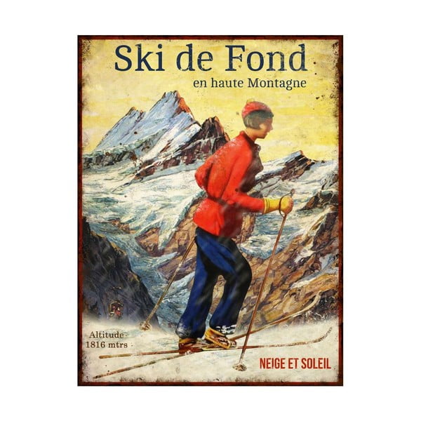 Tăbliță decorativă Antic Line Ski de Fond, 25 x 33 cm