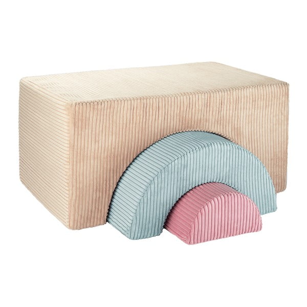 Teren de joacă din spumă maro deschis 3 buc. din catifea reiată înălțime 37 cm 75x49 cm Rainbow Montessori – Wigiwama