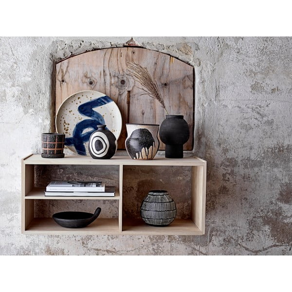 Vază decorativă din teracotă Bloomingville Mika, înălțime 14 cm, negru-image-1